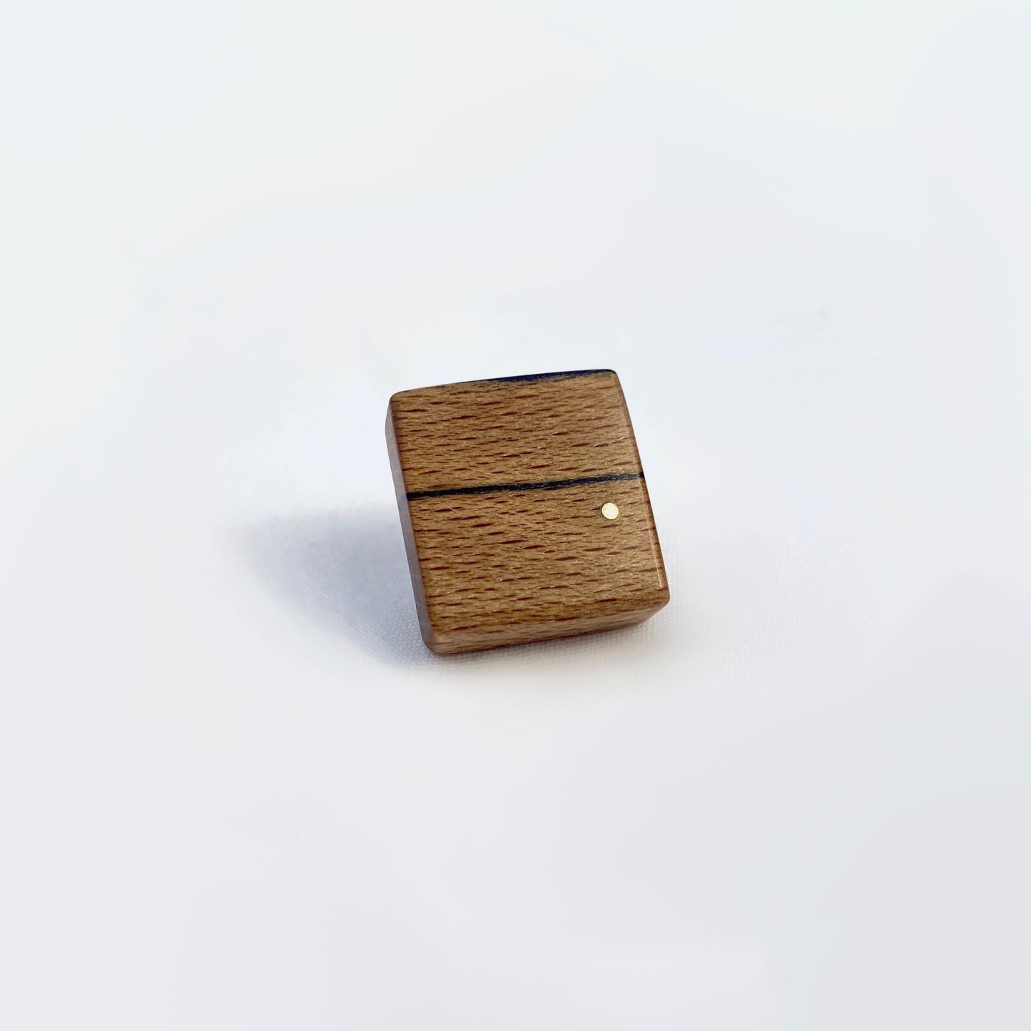 Spalted Square Silver Dot Pin