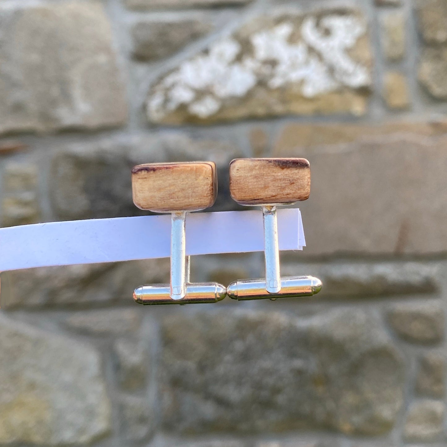 Spalted Silver Dot Cufflinks