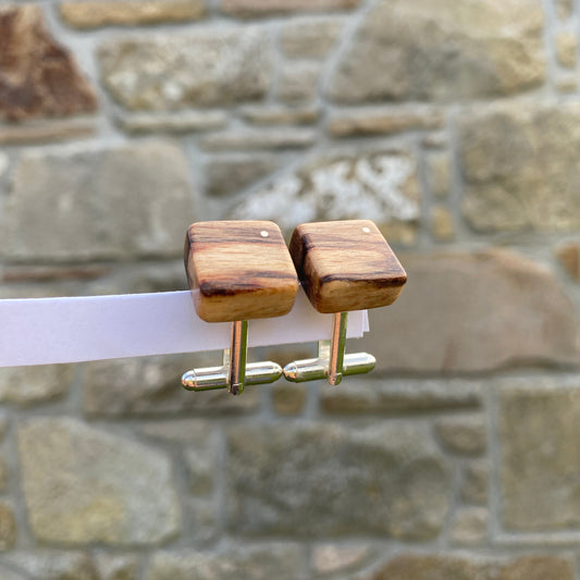 Spalted Silver Dot Cufflinks